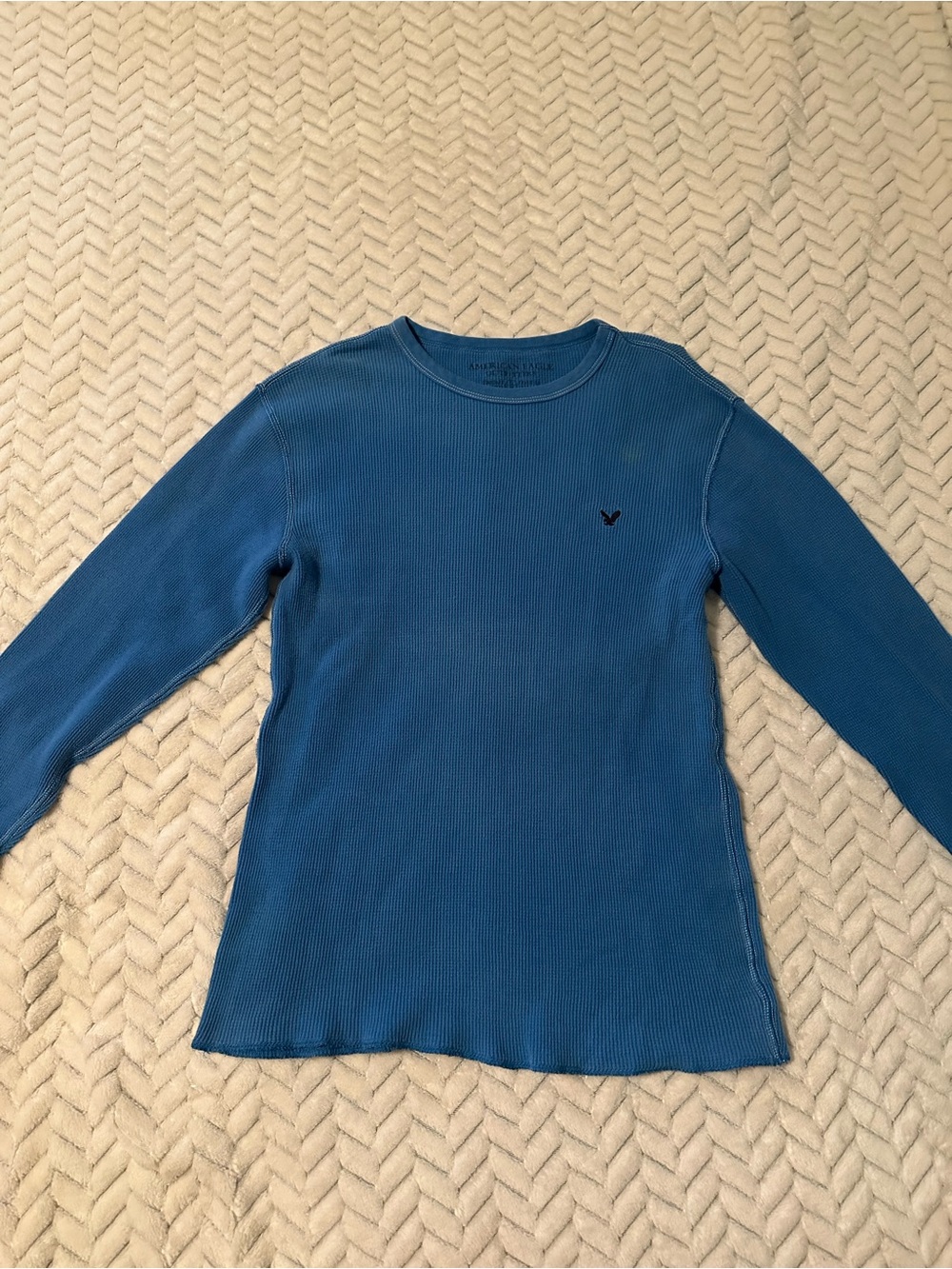 Retro American Eagle Blue Thermal Long Sleeve Top